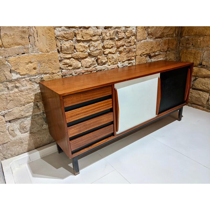 Vintage Cansado mahogany sideboard with drawers by Charlotte Perriand for Steph Simon, 1960