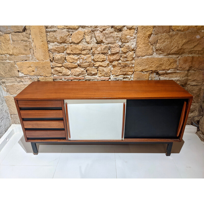 Vintage Cansado mahogany sideboard with drawers by Charlotte Perriand for Steph Simon, 1960