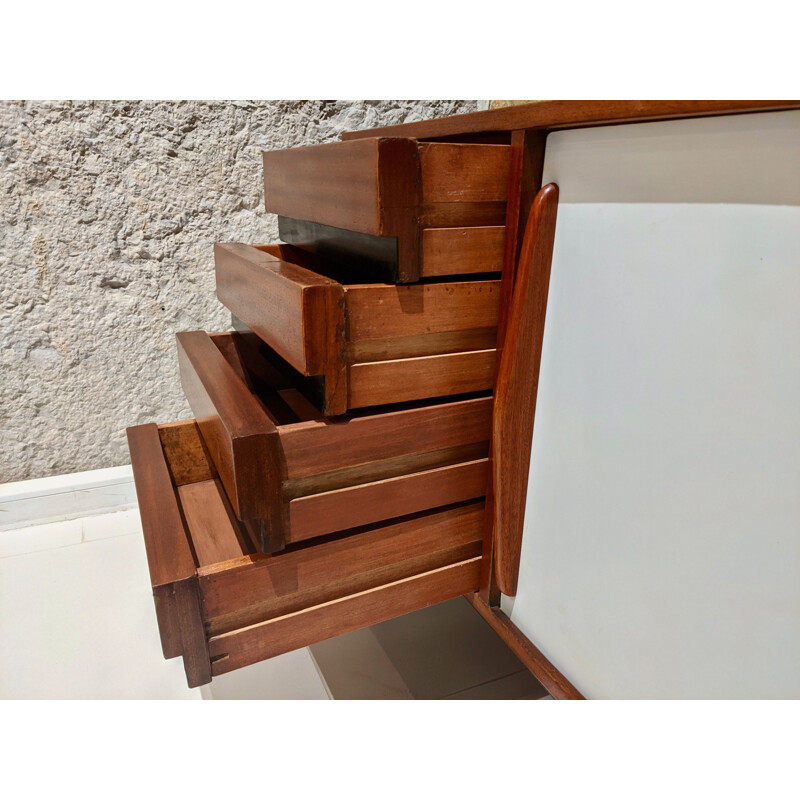 Vintage Cansado mahogany sideboard with drawers by Charlotte Perriand for Steph Simon, 1960