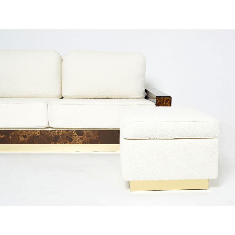 Vintage-Sofa aus Messing und Bouclé-Wolle aus dem Hause Jansen, 1970