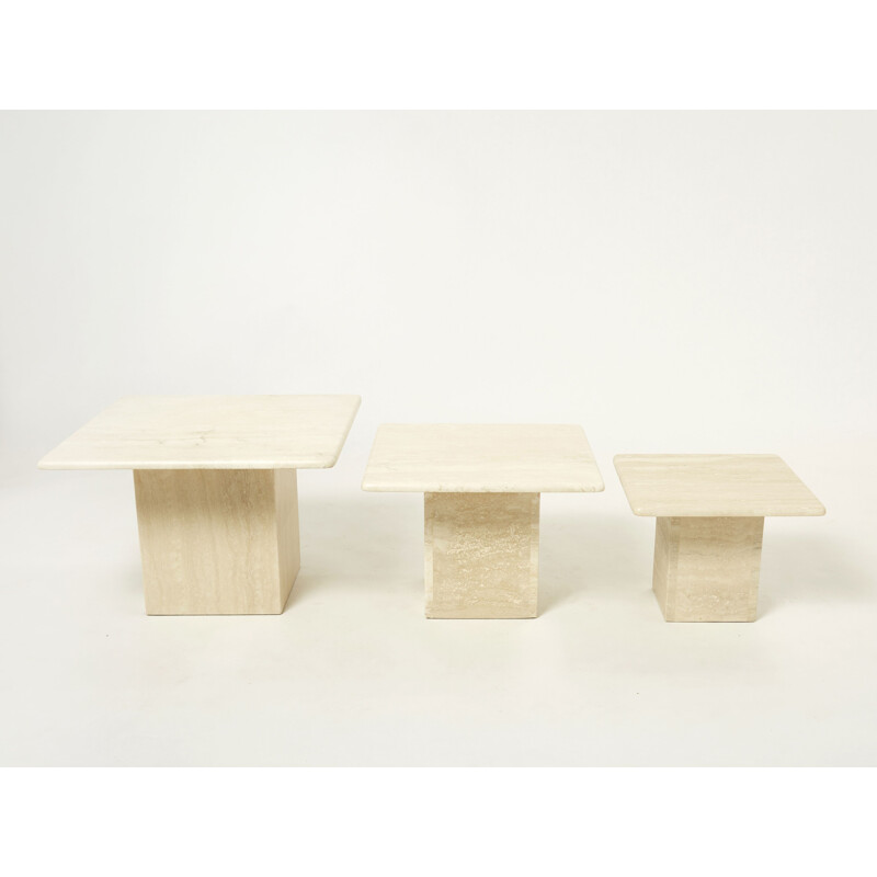 Vintage Italian travertine nesting tables, 1970