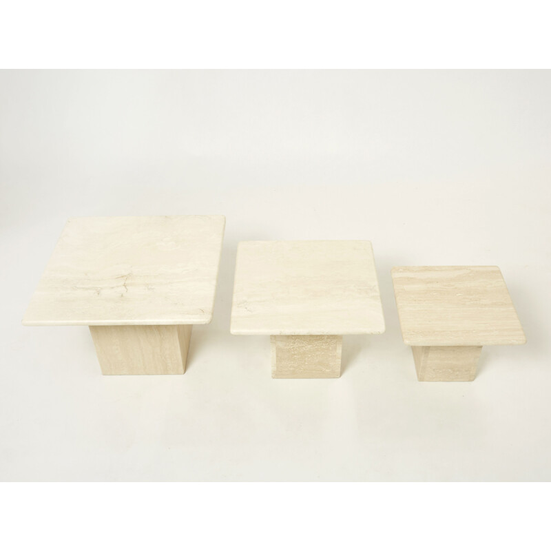 Vintage Italian travertine nesting tables, 1970