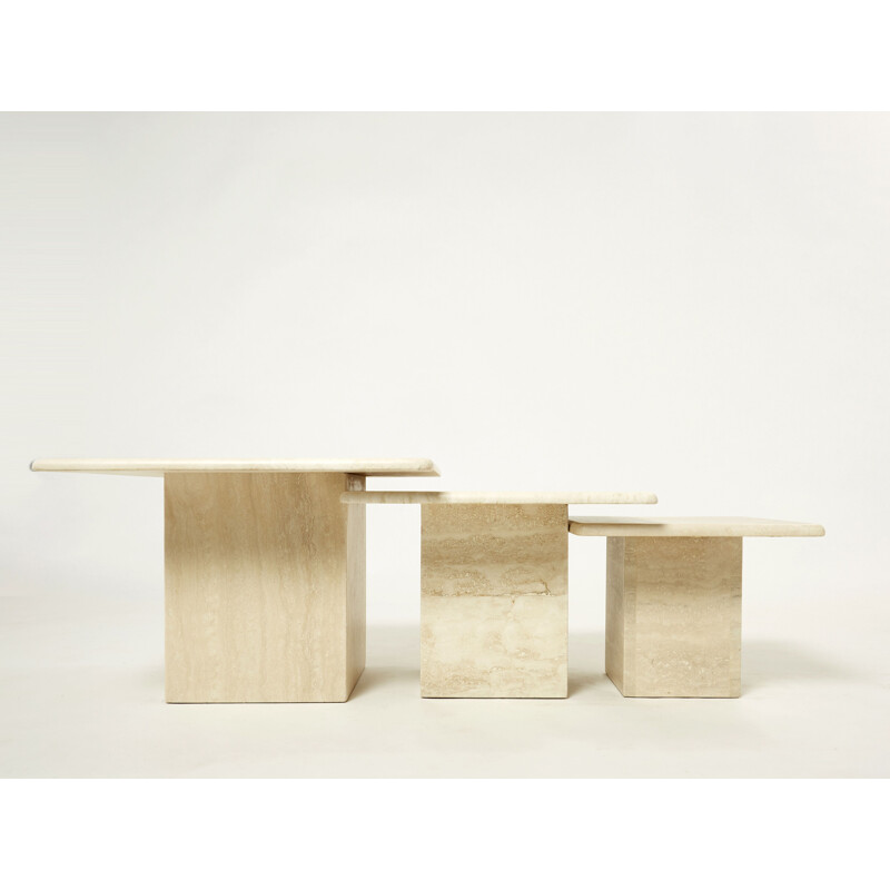 Vintage Italian travertine nesting tables, 1970