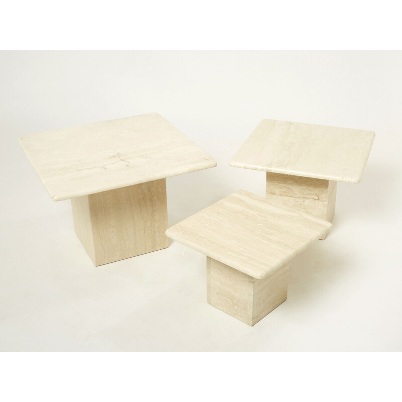 Vintage Italian travertine nesting tables, 1970