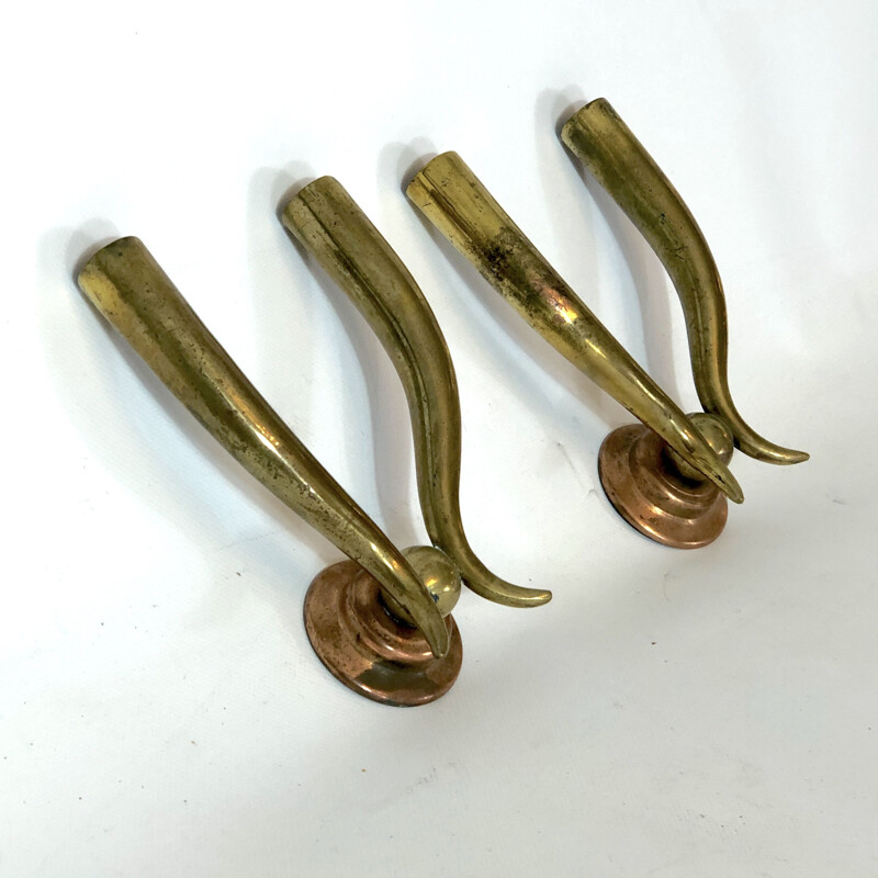Pair of vintage brass and copper wall lamps by Gio Ponti, 1950s