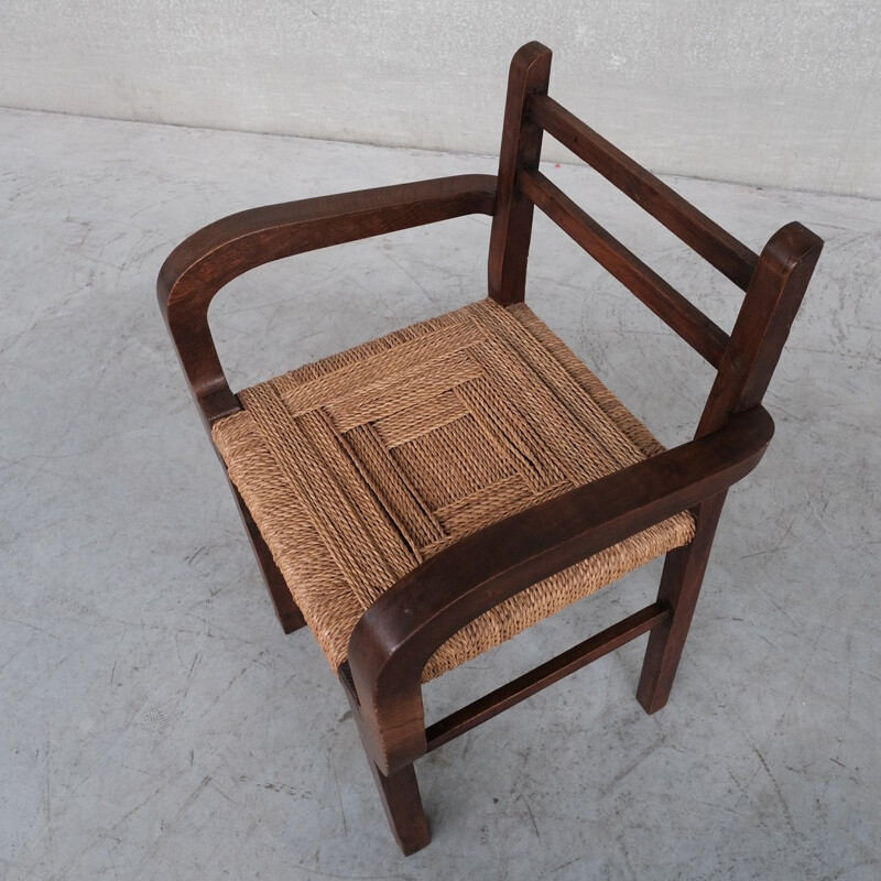 Pair of corded mid-century armchairs by Francis Jourdain, France 1940s