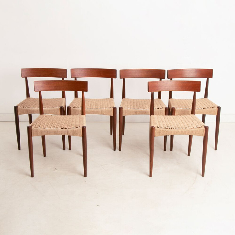 Ensemble de 6 chaises danoises vintage en teck par Arne Hovmand Olsen, 1960