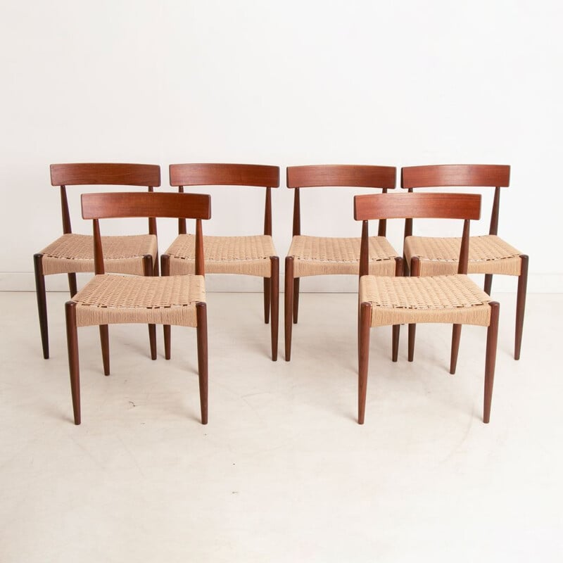 Set of 6 mid century Danish teak dining chairs by Arne Hovmand Olsen, 1960s