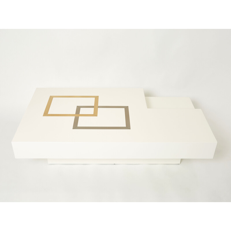 White lacquered brass coffee table by Antonio Pavia, Italy 1970