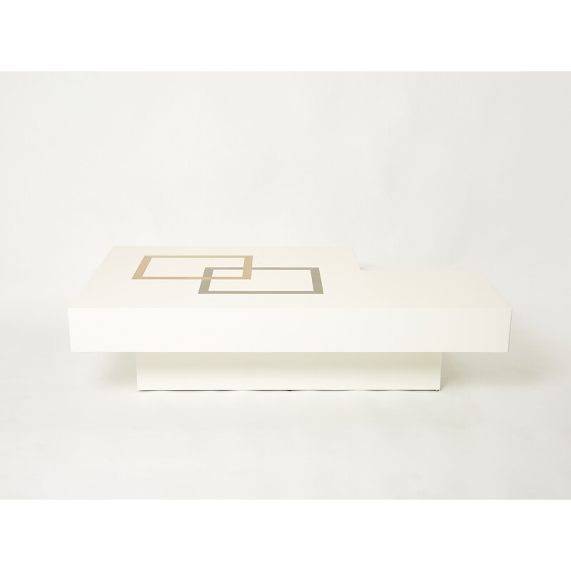 White lacquered brass coffee table by Antonio Pavia, Italy 1970