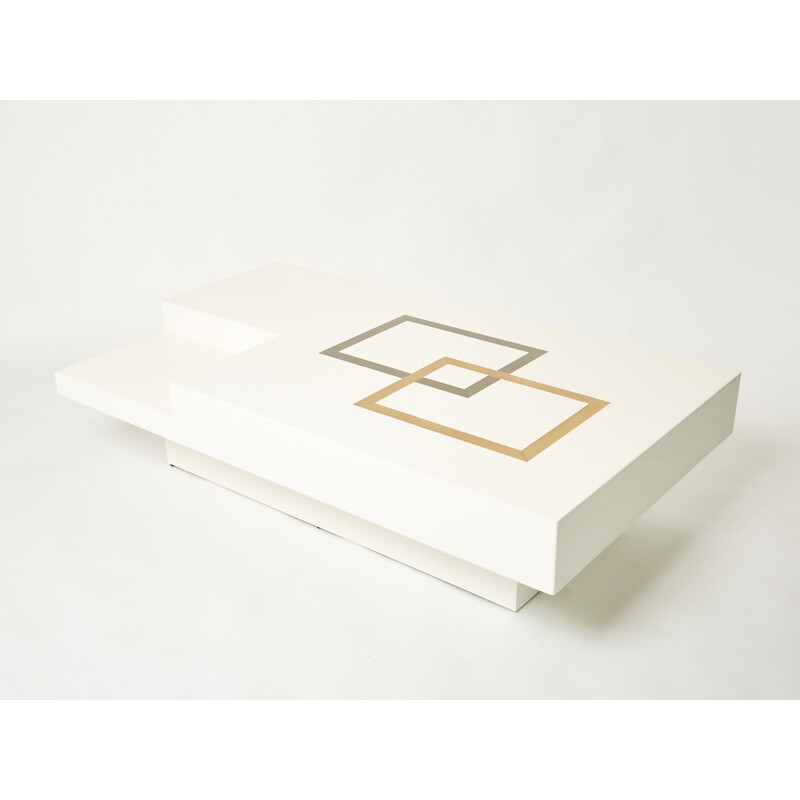 White lacquered brass coffee table by Antonio Pavia, Italy 1970