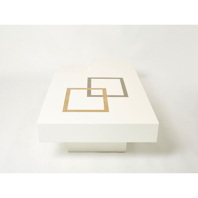 White lacquered brass coffee table by Antonio Pavia, Italy 1970