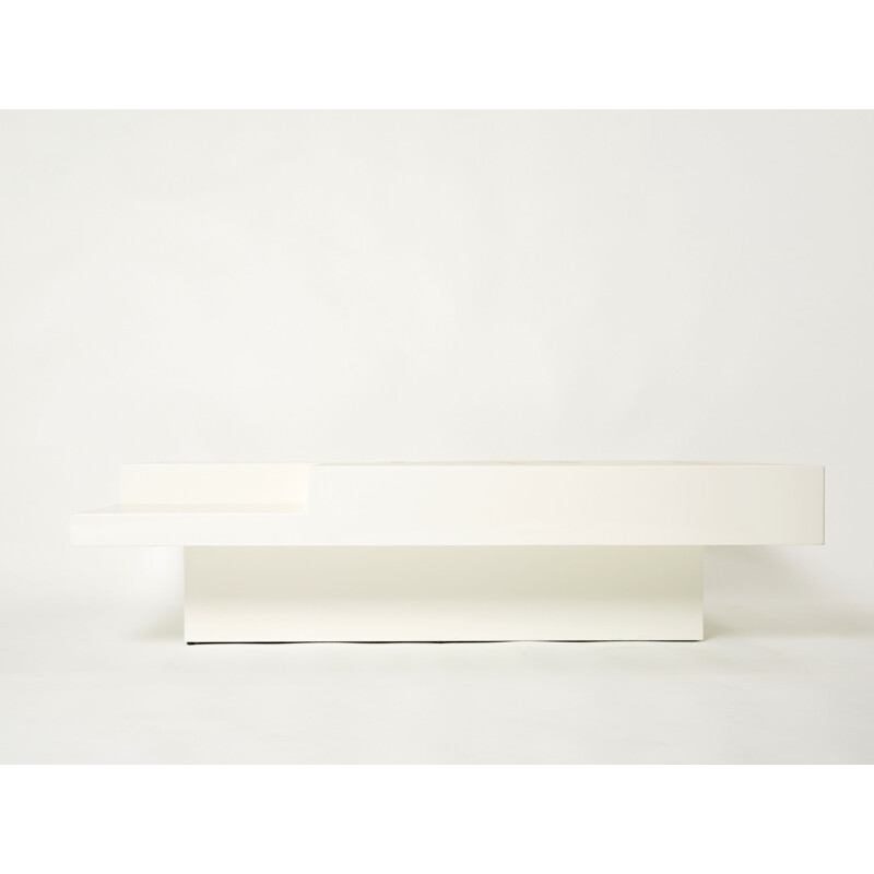 Mesa de café em latão lacado branco Vintage de Antonio Pavia, Itália 1970