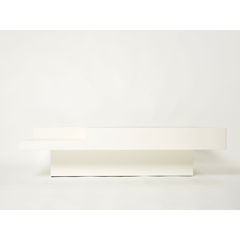 White lacquered brass coffee table by Antonio Pavia, Italy 1970
