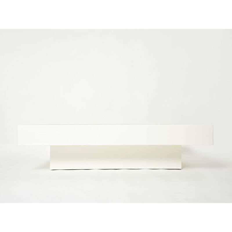 Mesa de café em latão lacado branco Vintage de Antonio Pavia, Itália 1970