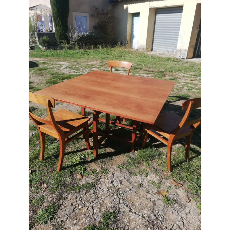 Table rustique modulable vintage en chêne