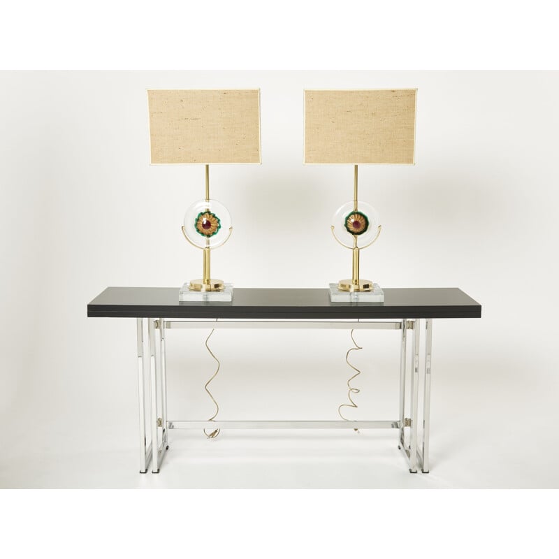 Pair of vintage lamps in murano glass and brass, Italy 1970