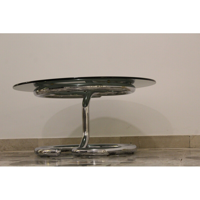 Vintage metal and glass coffee table by Giotto Stoppino, Italy 1970