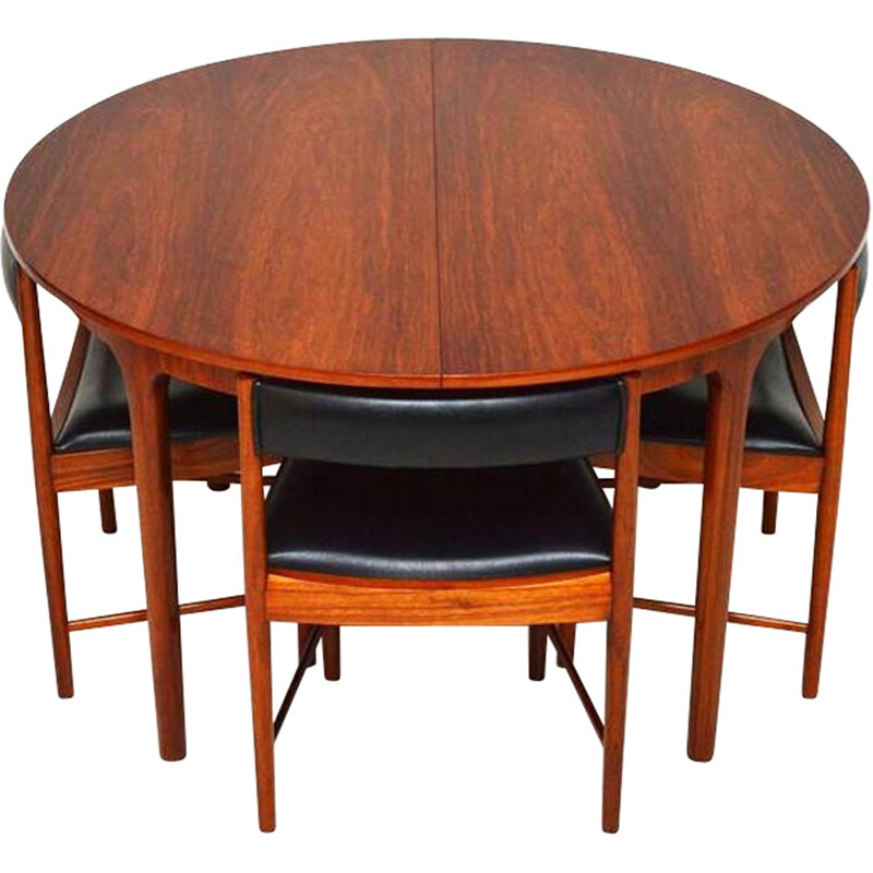 Mid century rosewood extendable table and 4 chairs - 1960s