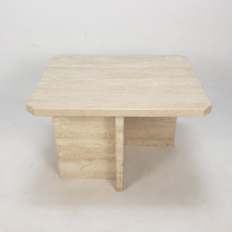 Vintage travertine coffee table, Italy 1980