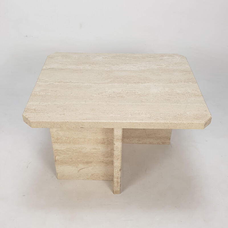 Vintage travertine coffee table, Italy 1980