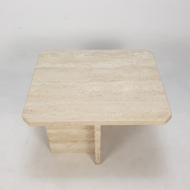 Vintage travertine coffee table, Italy 1980