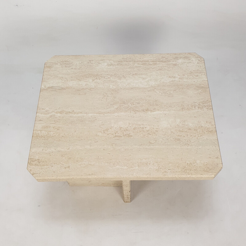 Vintage travertine coffee table, Italy 1980