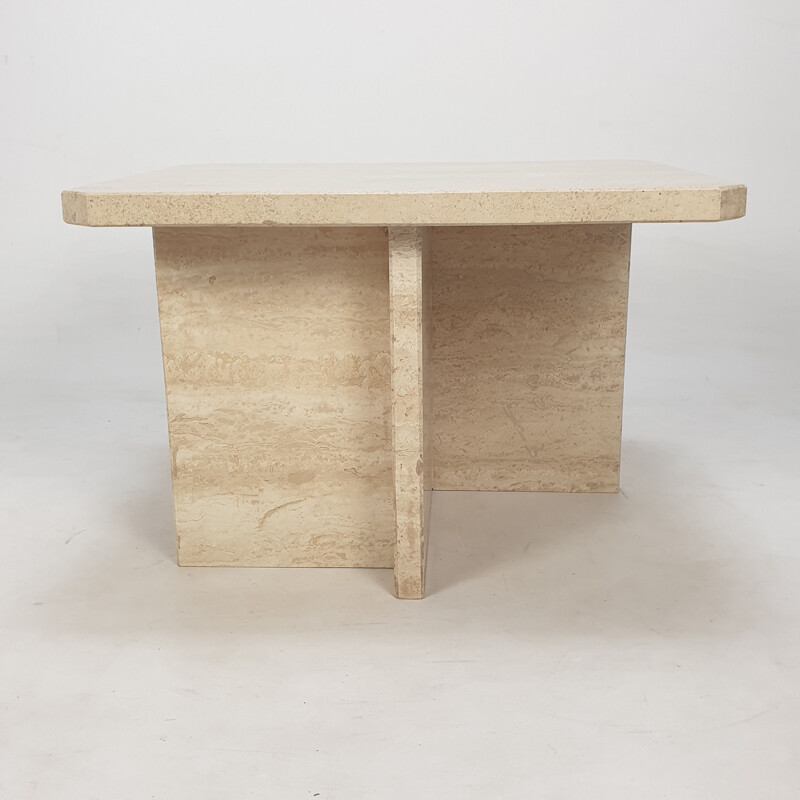 Vintage travertine coffee table, Italy 1980