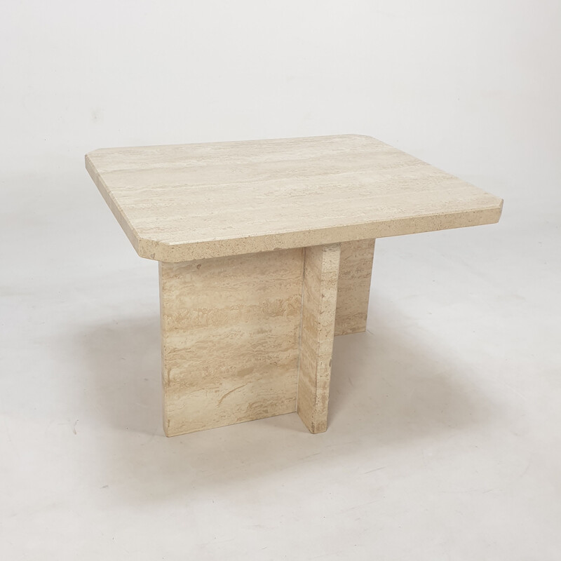 Vintage travertine coffee table, Italy 1980