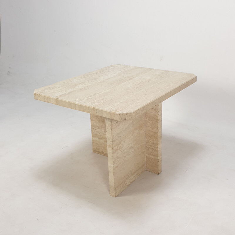 Vintage travertine coffee table, Italy 1980