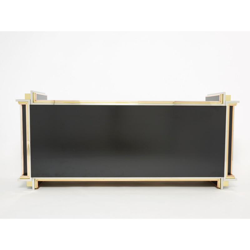 Vintage sideboard in black lacquer and brass by Alain Delon for Maison Jansen, 1972