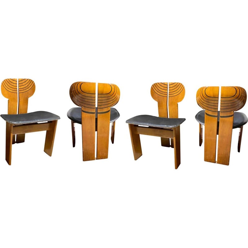 Conjunto de 4 sillas vintage África de Afra y Tobia Scarpa para Maxalto, 1976