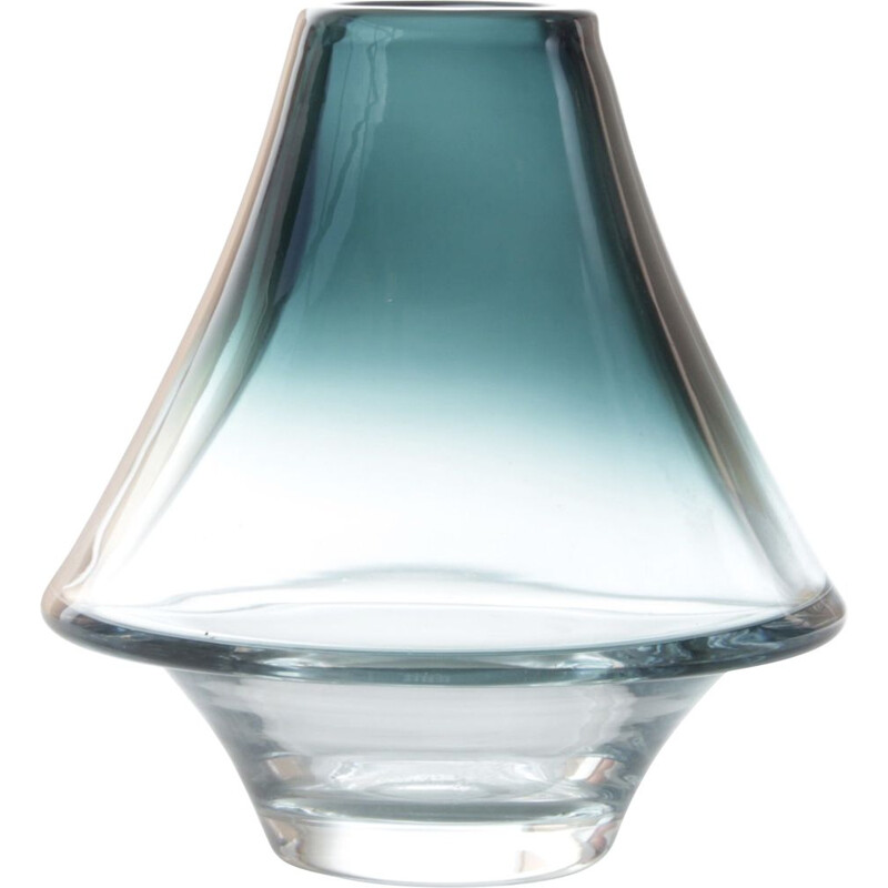 Vase scandinave vintage en verre bleu-gris de Bengt Orup pour Johansfors