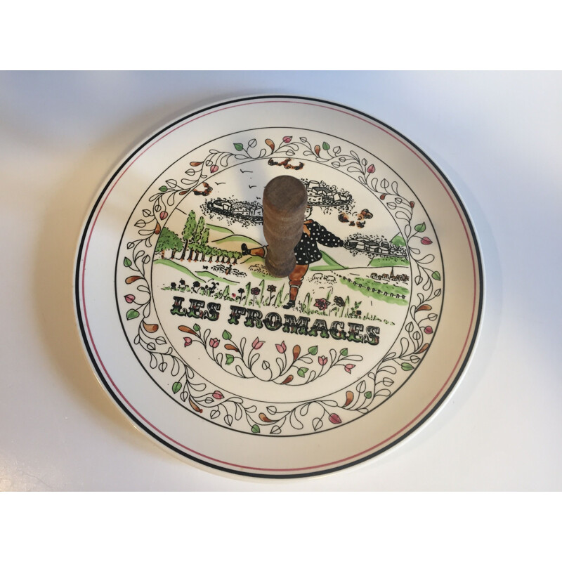 Vintage ceramic cheese plate from Gien France