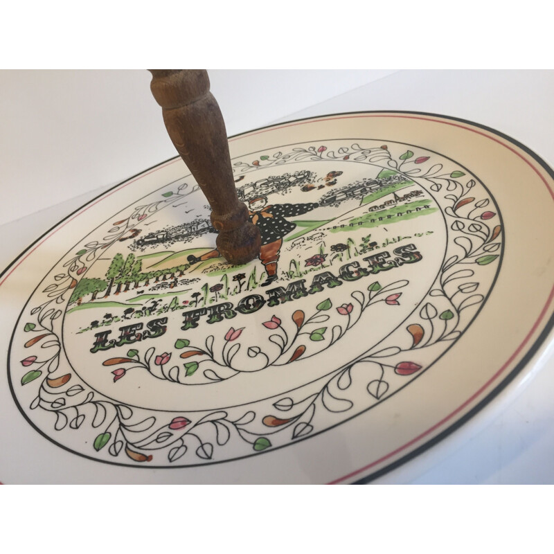 Vintage ceramic cheese plate from Gien France