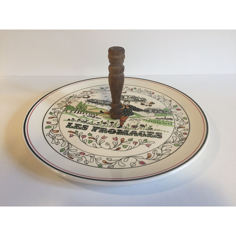 Vintage ceramic cheese plate from Gien France