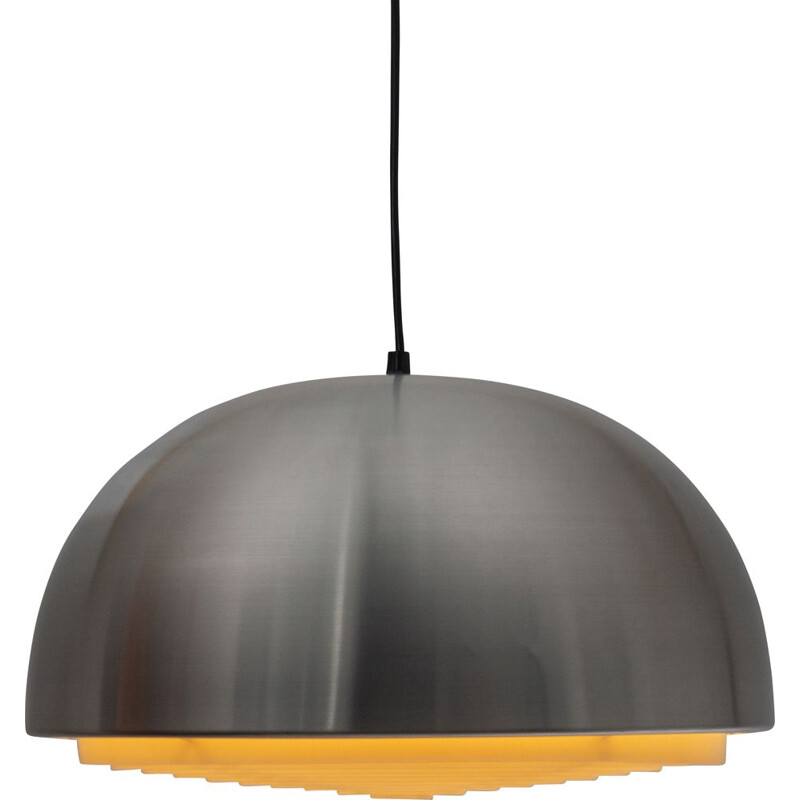 Vintage hanging lamp with brushed aluminum shade