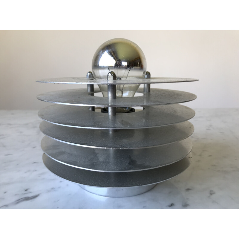 Vintage brushed aluminum table lamp, 1960-1970