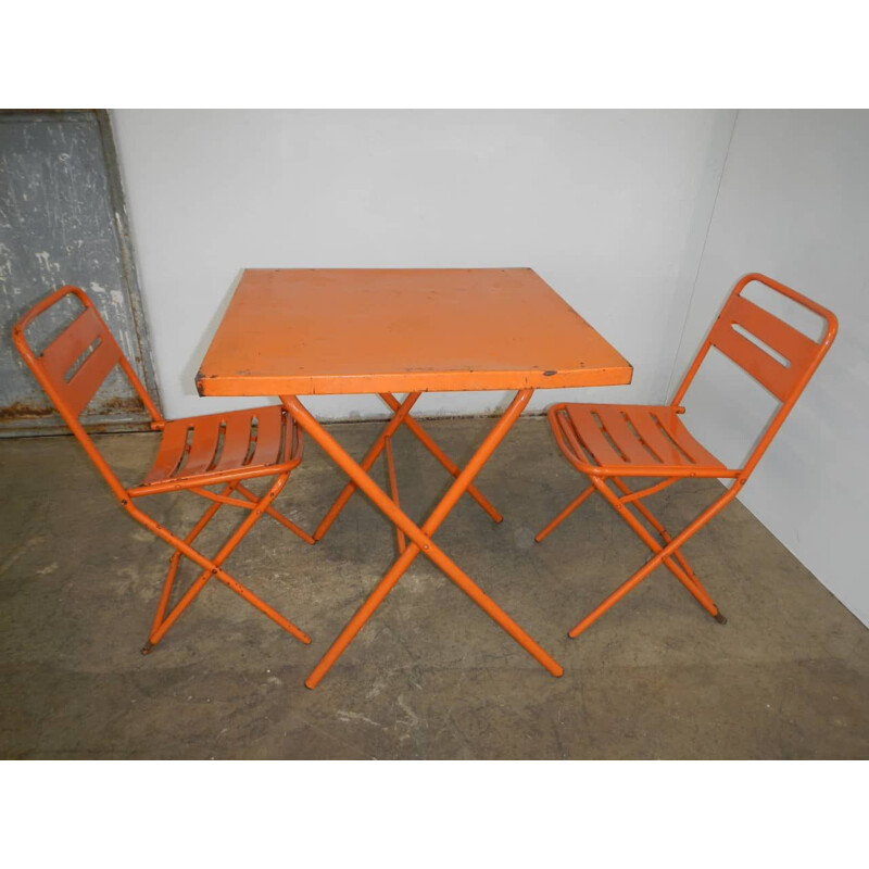 Coppia di sedie da giardino e tavolo vintage di Vinante, 1970