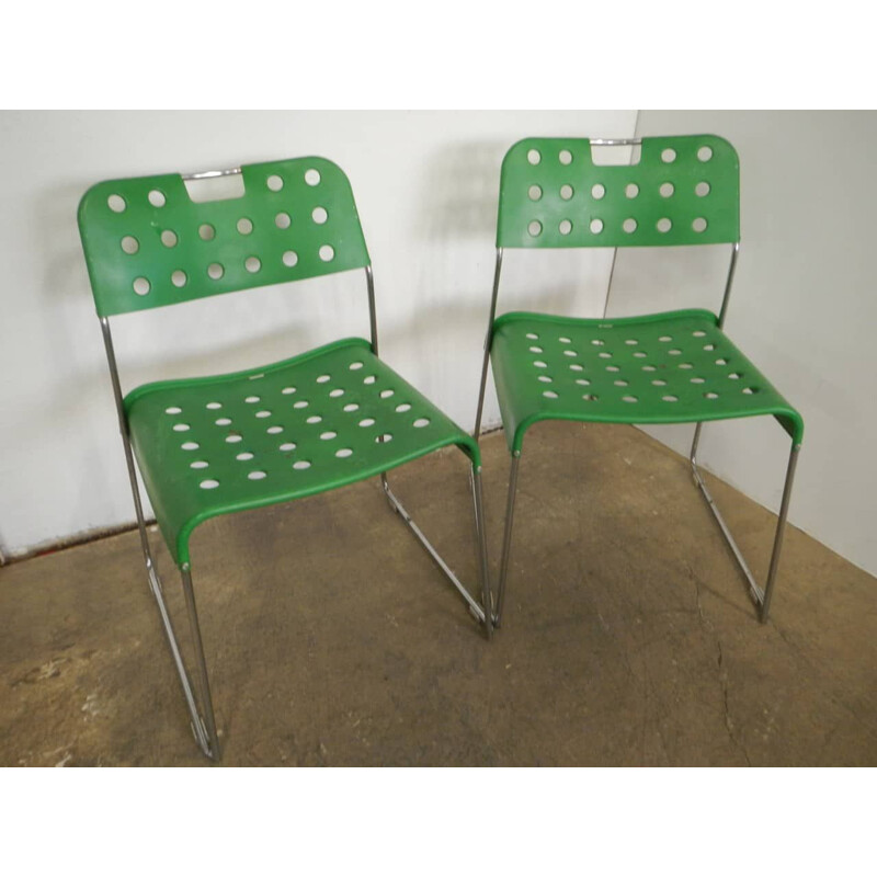 Paire de chaises de jardin vertes vintage par Rodney Kinsman pour Bieffeplast