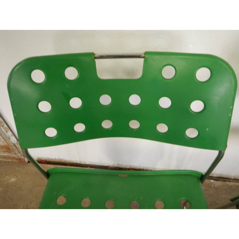 Pair of vintage green garden chairs by Rodney Kinsman for Bieffeplast