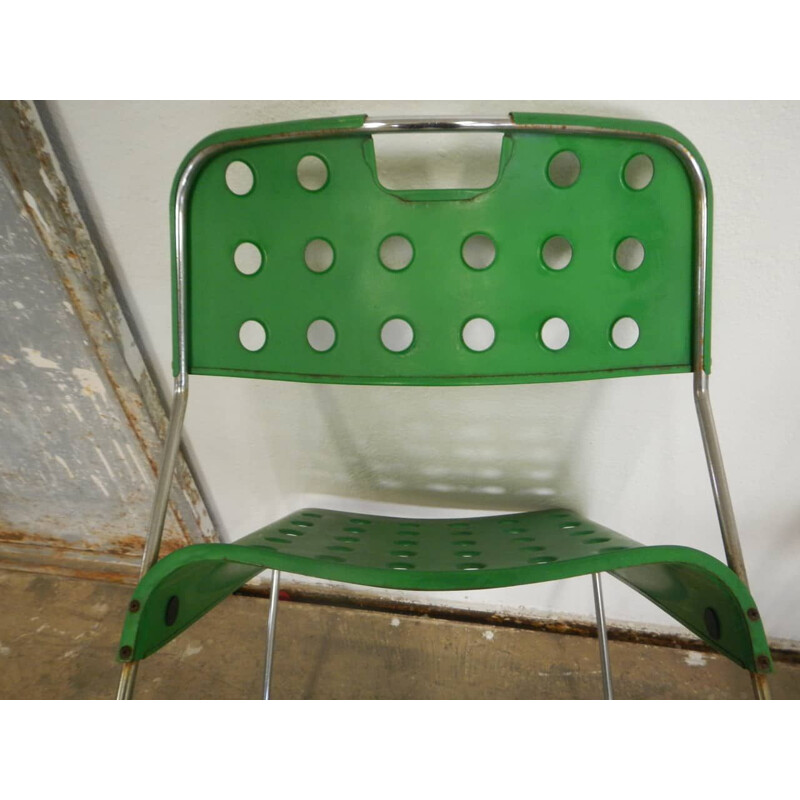 Pair of vintage green garden chairs by Rodney Kinsman for Bieffeplast