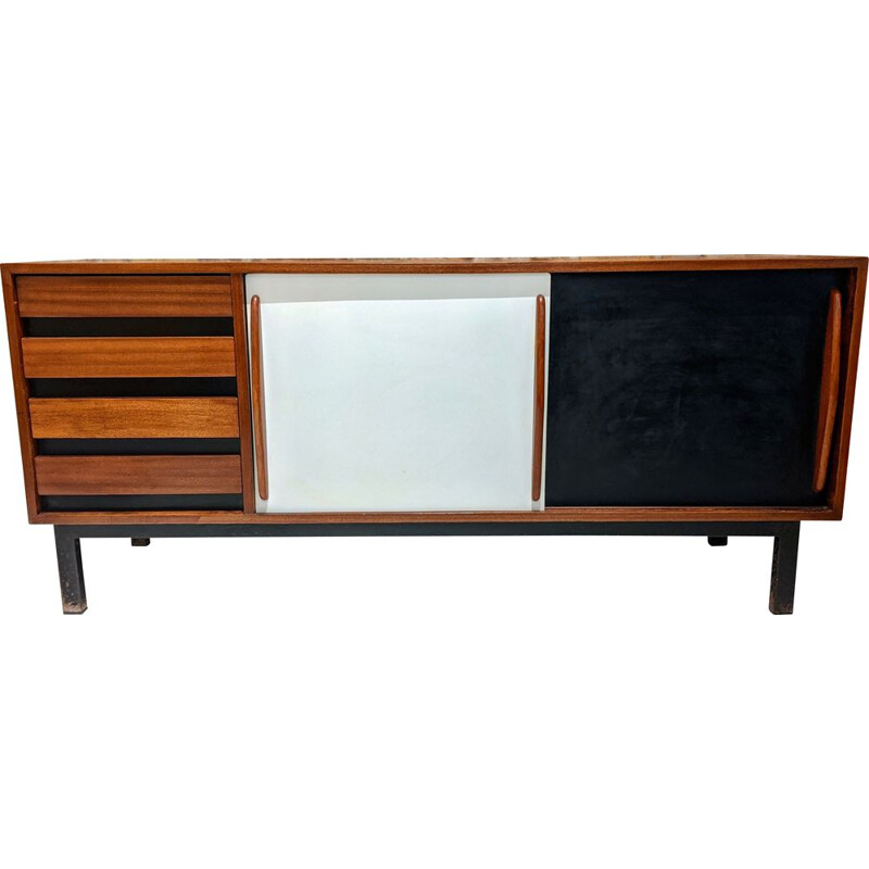 Vintage Cansado mahogany sideboard with drawers by Charlotte Perriand for Steph Simon, 1960