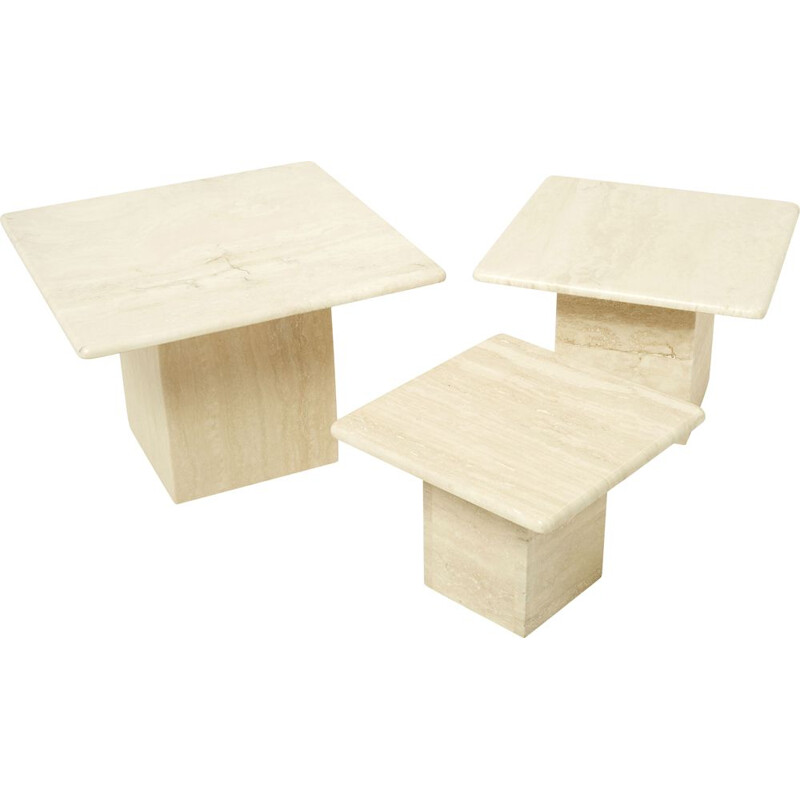 Vintage Italian travertine nesting tables, 1970