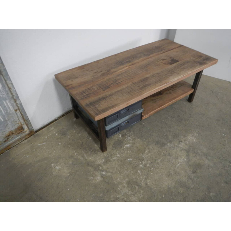Vintage iron and wood coffee table