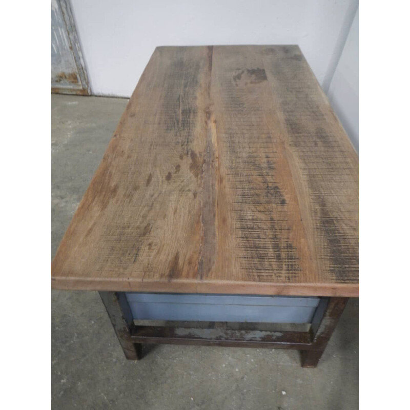 Vintage iron and wood coffee table