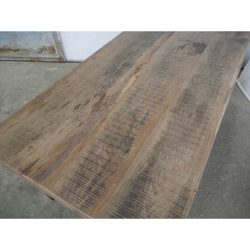 Table basse vintage en bois et fer
