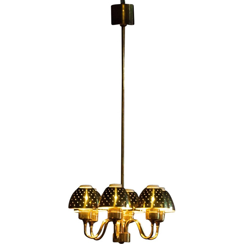 Scandinavian brass chandelier, Hans AGNE JAKOBSSON - 1960s