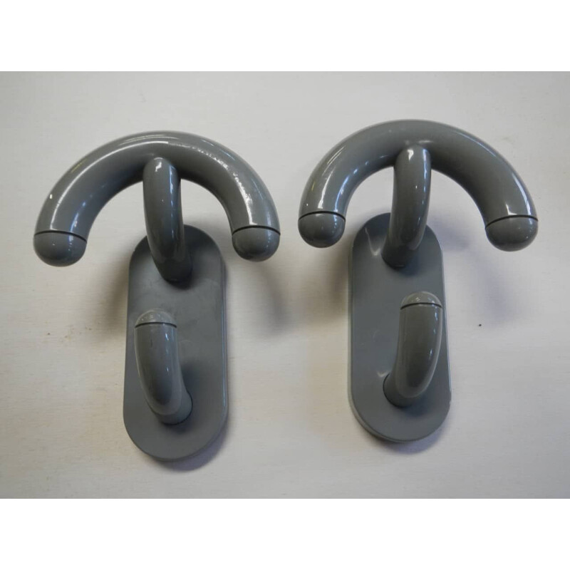 Pair of grey vintage coat racks in Abs plastic by Con & Con