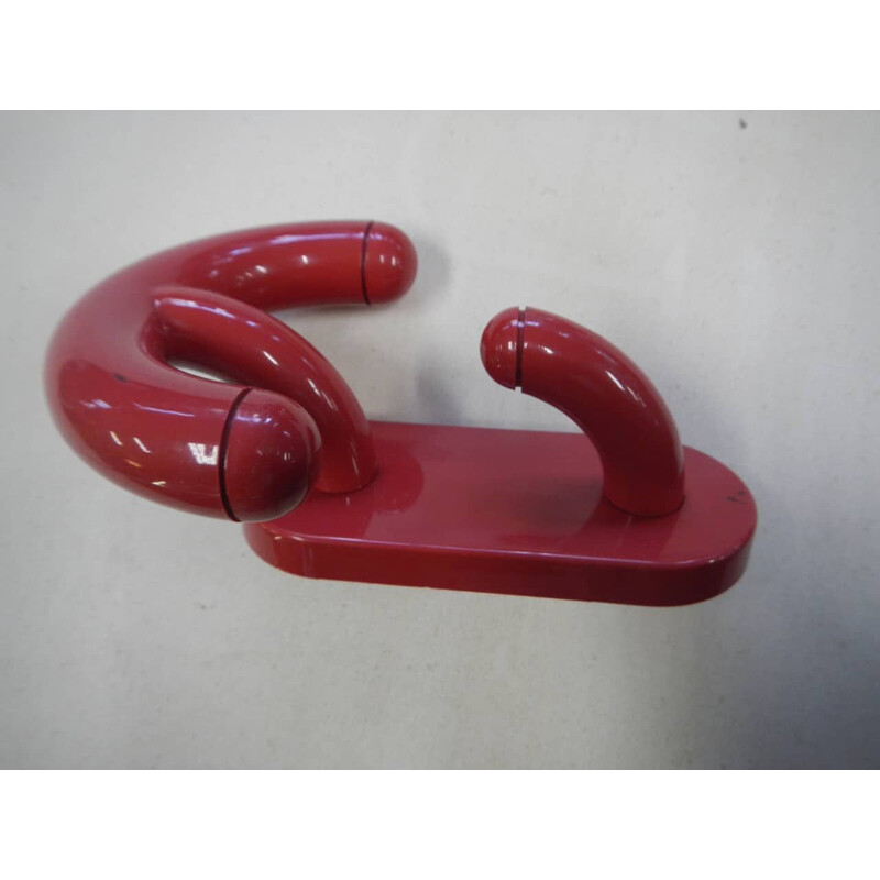 Pair of vintage red plastic coat racks by Con et Con, Italy